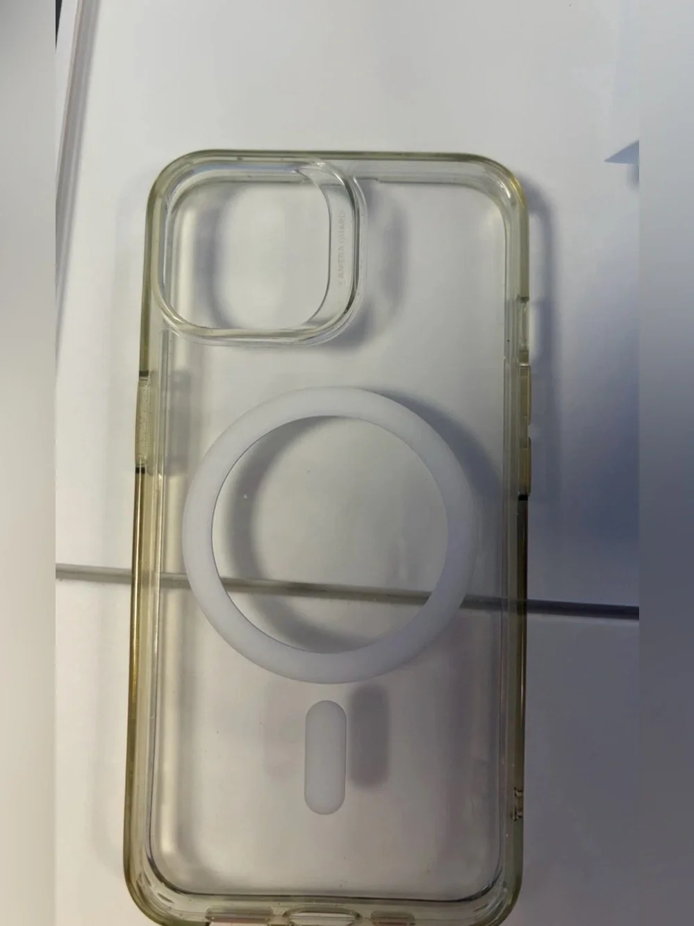 Clear MagSafe-Compatible Phone Case with White MagRing